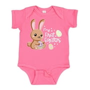 Inktastic My 1st Easter with Cute Brown Bunny and Easter Eggs Boys or Girls Baby Bodysuit