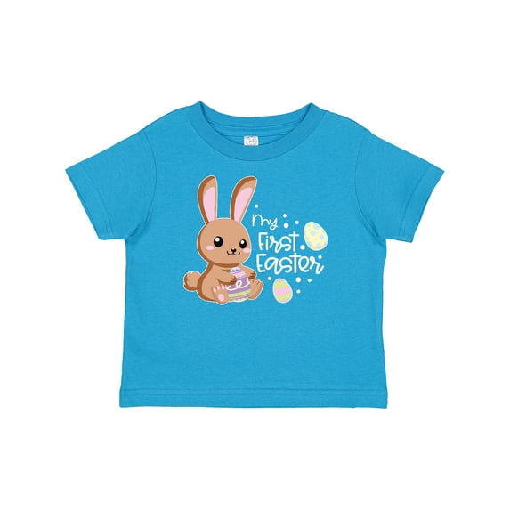 Inktastic My 1st Easter with Cute Brown Bunny and Easter Eggs Boys or Girls Baby T-Shirt