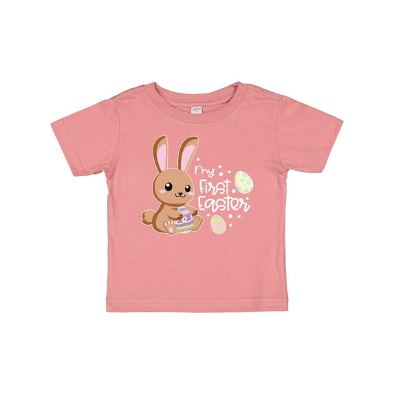 Inktastic My 1st Easter with Cute Brown Bunny and Easter Eggs Boys or Girls Baby T-Shirt