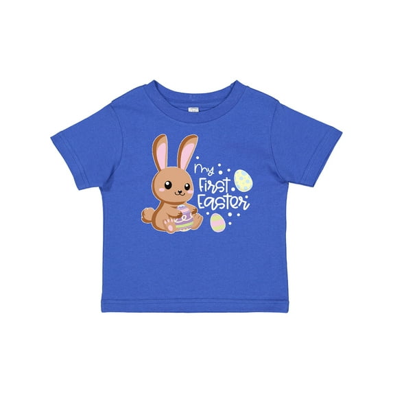 Inktastic My 1st Easter with Cute Brown Bunny and Easter Eggs Boys or Girls Baby T-Shirt