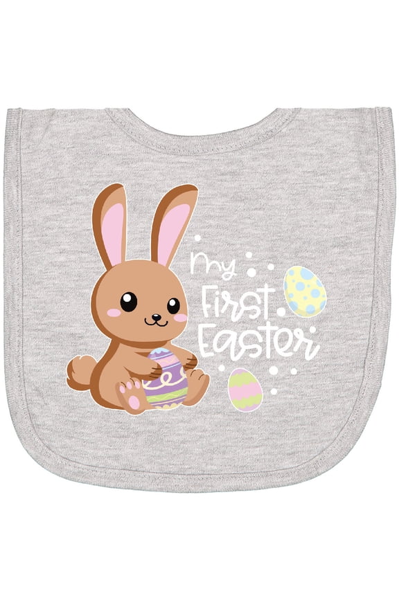 My 1st Easter with Cute Brown Bunny and Easter Eggs Newborn Bib