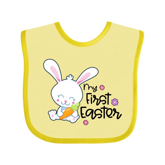 Inktastic My 1st Easter with Cute Bunny and Carrot Boys or Girls Baby Bib