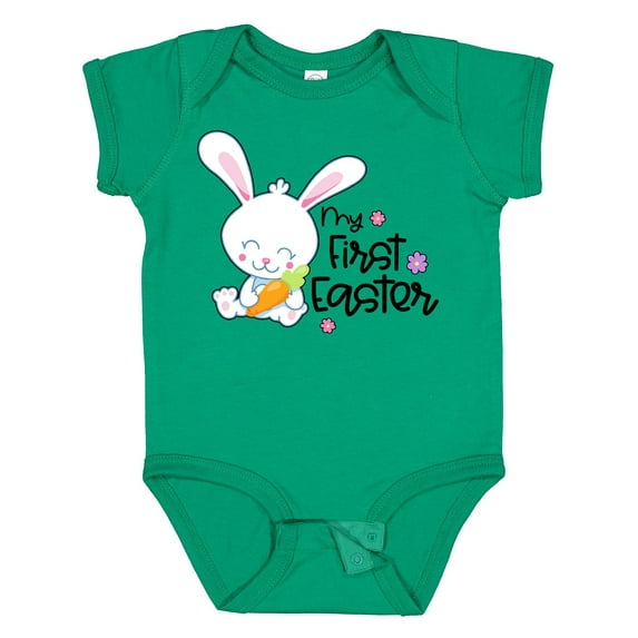 Inktastic My 1st Easter with Cute Bunny and Carrot Boys or Girls Baby Bodysuit