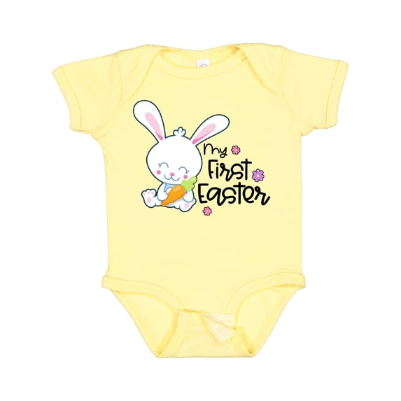 Inktastic My 1st Easter with Cute Bunny and Carrot Boys or Girls Baby Bodysuit
