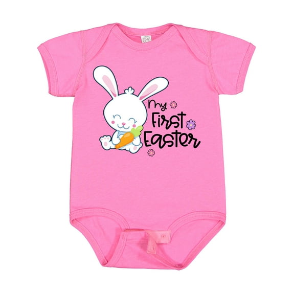 Inktastic My 1st Easter with Cute Bunny and Carrot Boys or Girls Baby Bodysuit