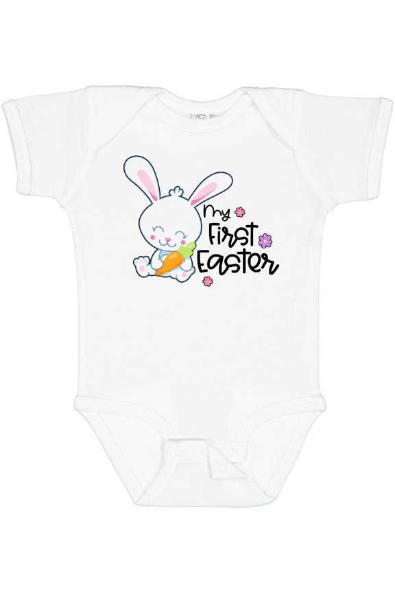 My 1st Easter with Cute Bunny and Carrot Boys or Girls Baby Bodysuit