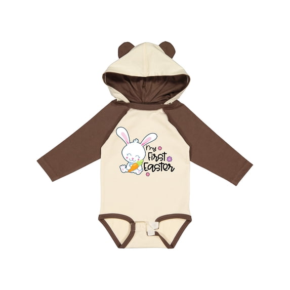 Inktastic My 1st Easter with Cute Bunny and Carrot Boys or Girls Long Sleeve Baby Bodysuit