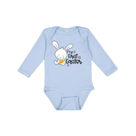 Inktastic My 1st Easter with Cute Bunny and Carrot Boys or Girls Long Sleeve Baby Bodysuit