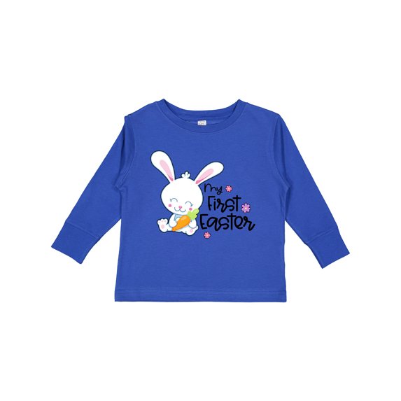 Inktastic My 1st Easter with Cute Bunny and Carrot Boys or Girls Long Sleeve Toddler T-Shirt