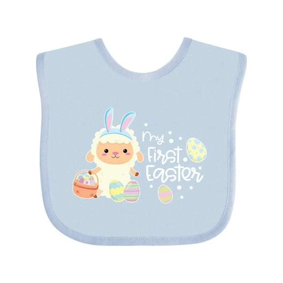 Inktastic My 1st Easter with Cute Lamb and Easter Eggs Boys or Girls Baby Bib