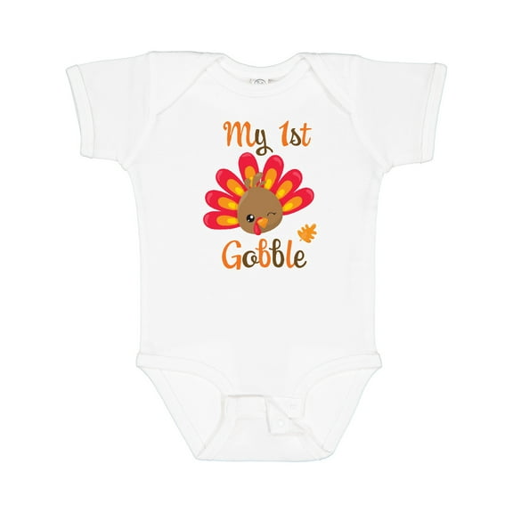 Inktastic My 1st Gobble with Turkey Face Boys or Girls Baby Bodysuit