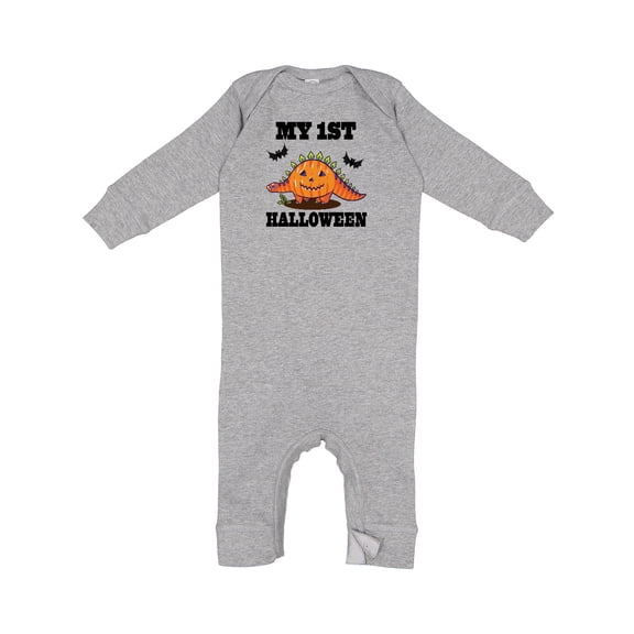 Inktastic My 1st Halloween Pumpkin Dinosaur Baby Romper Coveralls