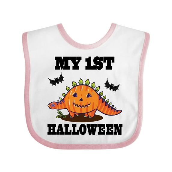 Inktastic My 1st Halloween Pumpkin Dinosaur Boys or Girls Baby Bib