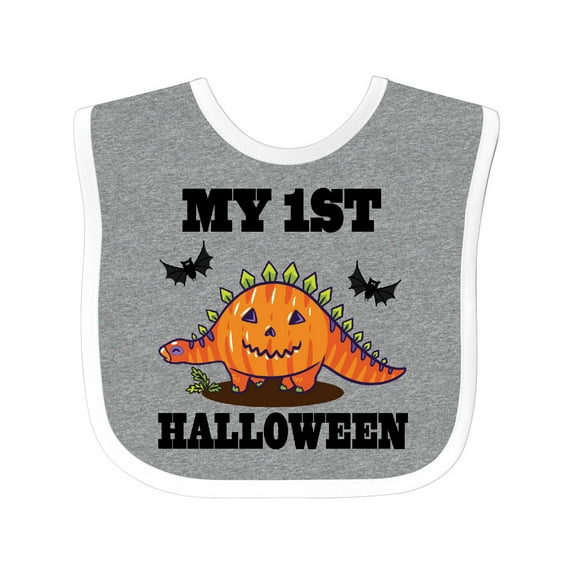 Inktastic My 1st Halloween Pumpkin Dinosaur Boys or Girls Baby Bib
