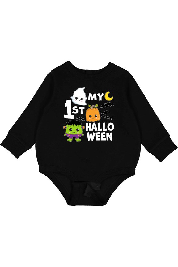 My 1st Halloween with Ghost Monster and Pumpkin Baby Fleece Bodysuit