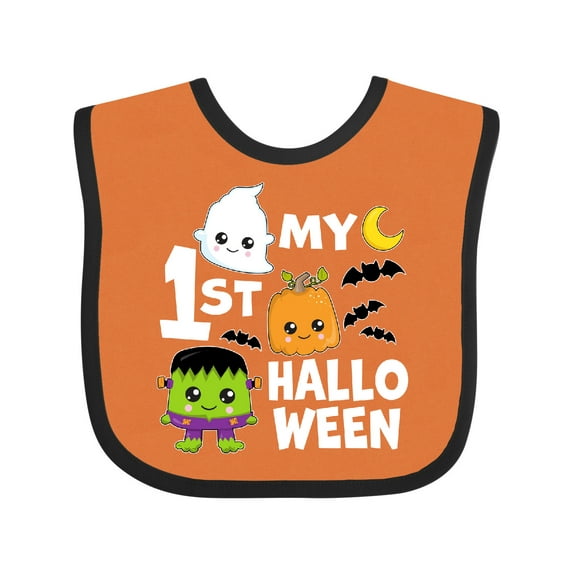 Inktastic My 1st Halloween with Ghost Monster and Pumpkin Boys or Girls Baby Bib