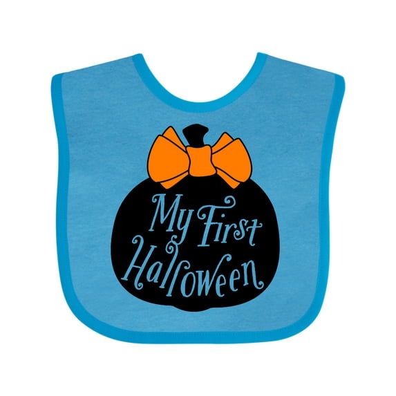 Inktastic My 1st Halloween with Pumpkin and Orange Bow Boys or Girls Baby Bib
