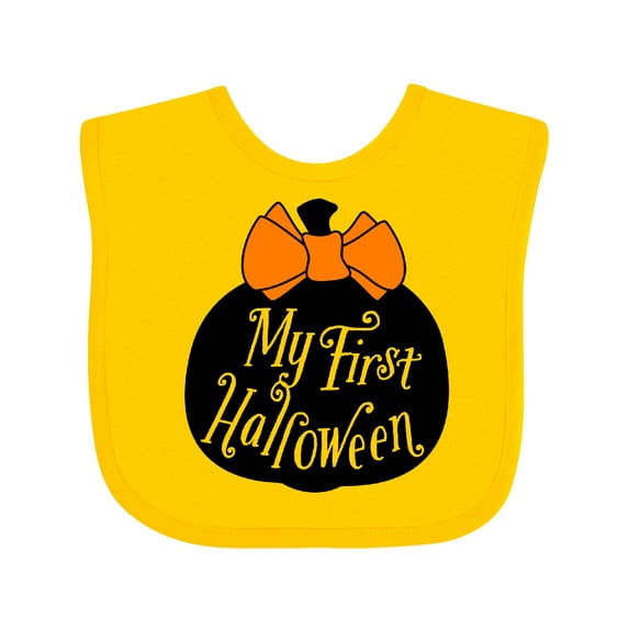Inktastic My 1st Halloween with Pumpkin and Orange Bow Boys or Girls Baby Bib