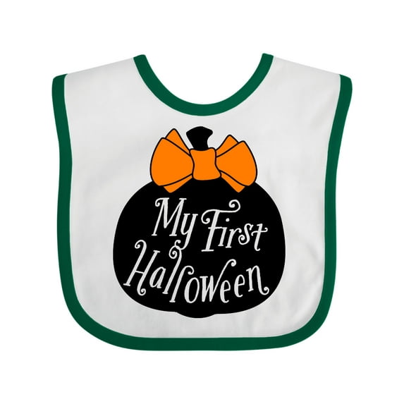 Inktastic My 1st Halloween with Pumpkin and Orange Bow Boys or Girls Baby Bib