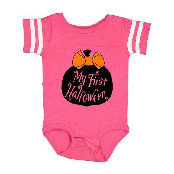 Inktastic My 1st Halloween with Pumpkin and Orange Bow Boys or Girls Baby Bodysuit