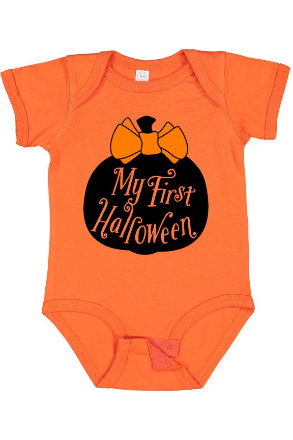 My 1st Halloween with Pumpkin and Orange Bow Boys or Girls Baby Bodysuit
