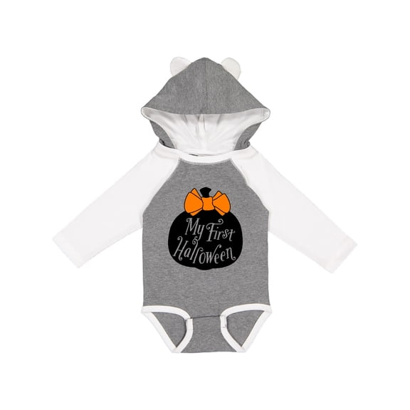 Inktastic My 1st Halloween with Pumpkin and Orange Bow Boys or Girls Long Sleeve Baby Bodysuit