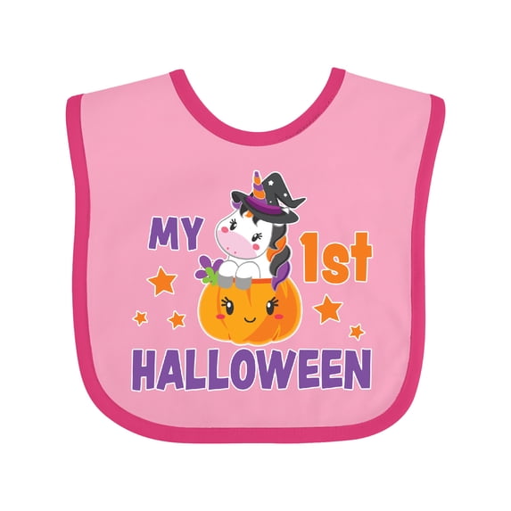 Inktastic My 1st Halloween with Unicorn Witch Girls Baby Bib