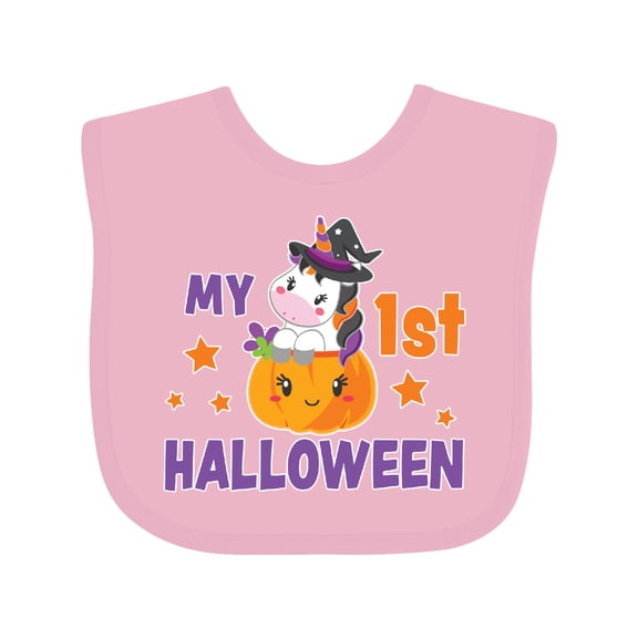 Inktastic My 1st Halloween with Unicorn Witch Girls Baby Bib