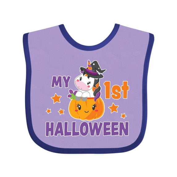 Inktastic My 1st Halloween with Unicorn Witch Girls Baby Bib