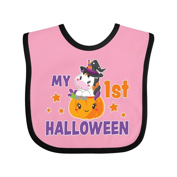Inktastic My 1st Halloween with Unicorn Witch Girls Baby Bib