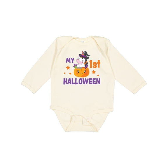 Inktastic My 1st Halloween with Unicorn Witch Girls Long Sleeve Baby Bodysuit