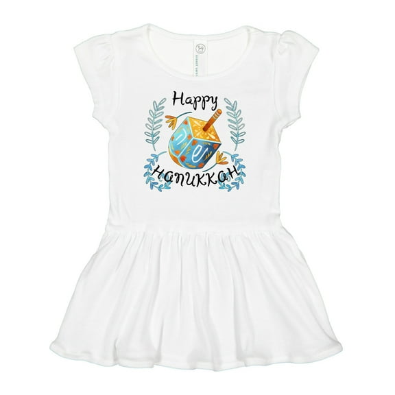 Inktastic Happy Hanukkah Dreidel and Laurels Girls Baby Dress