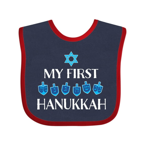 Inktastic My 1st Hanukkah Dreidels in Blue with Star of David Boys or Girls Baby Bib
