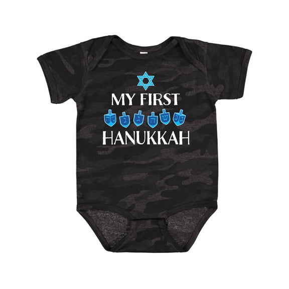 Inktastic My 1st Hanukkah Dreidels in Blue with Star of David Boys or Girls Baby Bodysuit