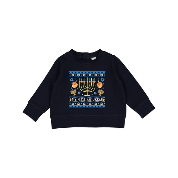 Inktastic My 1st Hanukkah Sweater Style Design Menorah and Dreidels Baby Sweatshirt