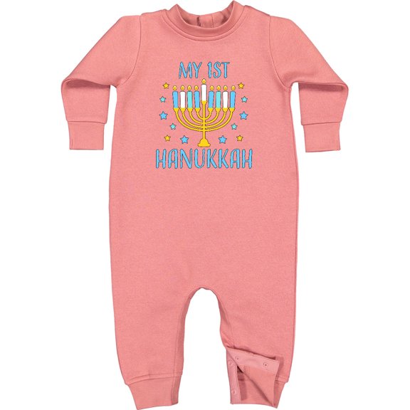 Inktastic My 1st Hanukkah with Menorah and Stars Baby Fleece Romper