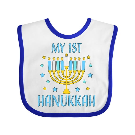 Inktastic My 1st Hanukkah with Menorah and Stars Boys or Girls Baby Bib