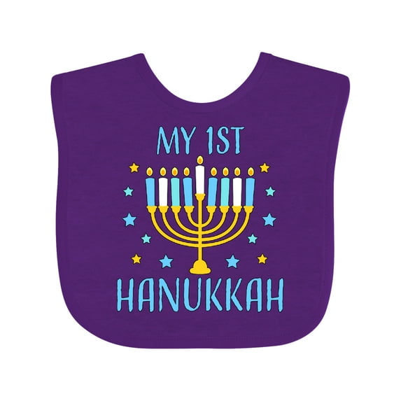 Inktastic My 1st Hanukkah with Menorah and Stars Boys or Girls Baby Bib