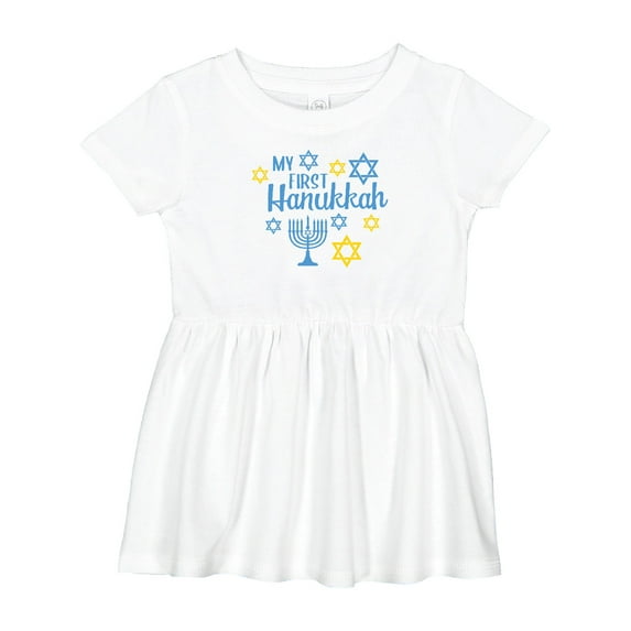 Inktastic My 1st Hanukkah with Menorah and Stars of David Girls Baby Dress