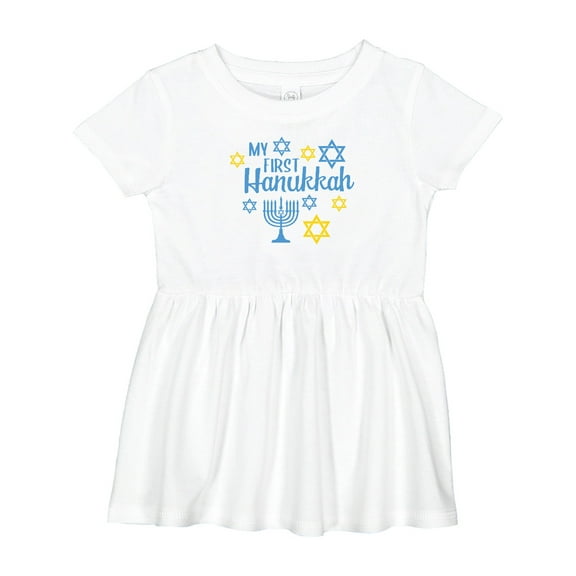 Inktastic My 1st Hanukkah with Menorah and Stars of David Girls Baby Dress