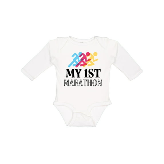 Inktastic My 1st Marathon Race Boys or Girls Long Sleeve Baby Bodysuit