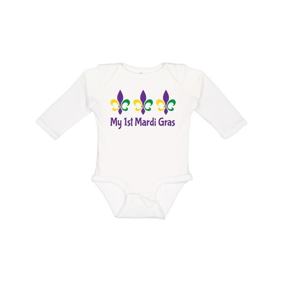 Inktastic My 1st Mardi Gras Fleur De Lis Boys or Girls Long Sleeve Baby Bodysuit
