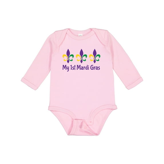 Inktastic My 1st Mardi Gras Fleur De Lis Boys or Girls Long Sleeve Baby Bodysuit