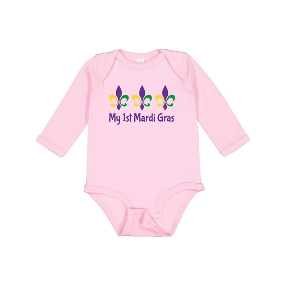 Inktastic My 1st Mardi Gras Fleur De Lis Boys or Girls Long Sleeve Baby Bodysuit