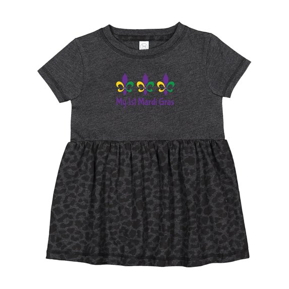 Inktastic My 1st Mardi Gras Fleur De Lis Girls Baby Dress