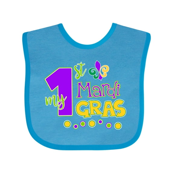 Inktastic My 1st Mardi Gras with Dots Boys or Girls Baby Bib