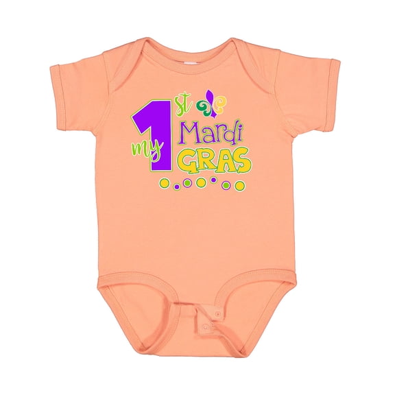 Inktastic My 1st Mardi Gras with Dots Boys or Girls Baby Bodysuit