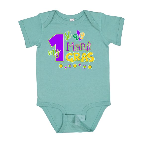 Inktastic My 1st Mardi Gras with Dots Boys or Girls Baby Bodysuit