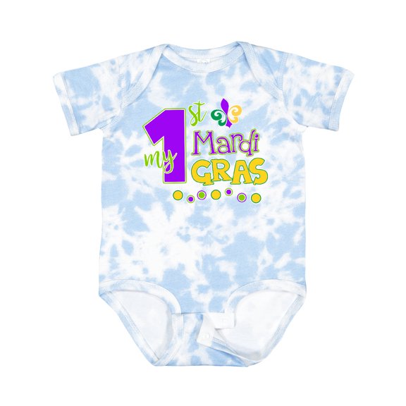 Inktastic My 1st Mardi Gras with Dots Boys or Girls Baby Bodysuit
