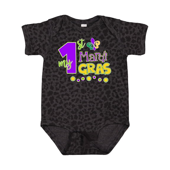 Inktastic My 1st Mardi Gras with Dots Boys or Girls Baby Bodysuit